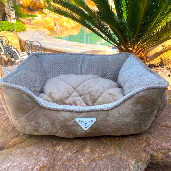 Taupe soft rare find Prada pet bed for your spoiled pet dog or cat